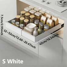1pc Pull Out Shelf Rack, Kitchen Cabinet Under Sink Adjustable Spice Jars Drawer Basket Organizer, Kitchen Storage Utensils, Room Decoration, Suitable For Kitchen, Restaurant, Party, Camping, Outdoor, Gathering, Gift For Friends, Family Gift