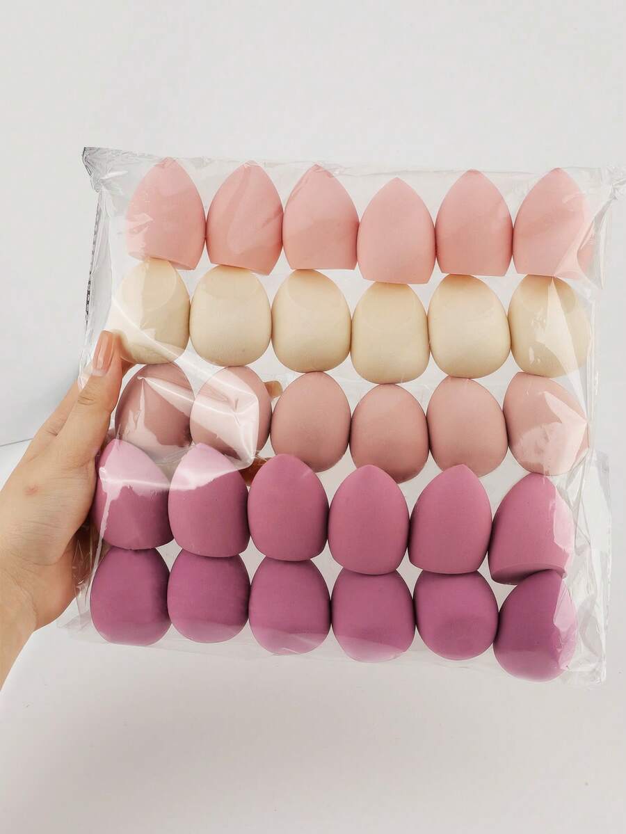 Set 30 Spons Makeup Super Lembut, Puff Bedak Bantalan Tidak Menyerap, Spons Makeup Sekali Pakai untuk Penggunaan Kering dan Basah - MultiWarna - View 1