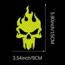 1pc Skull Shape Car Reflective Sticker, Improves Visibilityty At Night, Suitable For Car, Bicycle, Scooter, Truck And Motorcycle - Multicolor - View 2