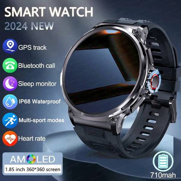 GUHUAVMI GUHUAVMI 2024 New Sturdy Durable 1.85" (4.7cm)HD Large Screen Bluetooth Call Smart Watch For Men, With GPS Trajectory, 710mAh Large Battery, 400+Dial, Heart Rate Sleep Monitor Smartwatch Sport Tracker For Andriod IOS, Best Gift For Sport's Men