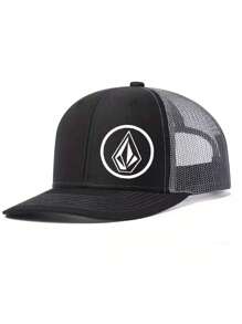 1pc Minimalist Symbol Slightly Curved Printed Baseball Cap, Unisex Outdoor Sports Racing Cap, American Trucker Cap, Fashionable
