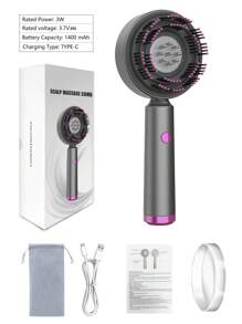 Escova Massageadora Elétrica Vibratória de 3 Modos para Couro Cabeludo, Massageador de Cabeça com Luz Infravermelha para Crescimento do Cabelo, Aplicador de Óleo para Couro Cabeludo, Cuidados com o Cabelo Anti-Queda de Cabelo