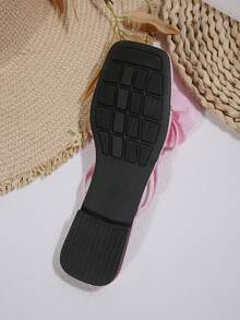 女士平底花卉系带凉鞋，优雅时尚夏季露趾凉鞋，适合约会、宴会、聚会、通勤、购物、聚会、度假、海滩 - 粉色 - 查看 9