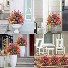 1pc Artificial Straight Plug Plant Flowers With Ground Spikes For Outdoor Spring Summer Decoration, Artificial Silk Daisy Eucalyptus Flowers Look Real, UV Resistant Porch Home Indoor Terrace Balcony Yard Decoration Simulation Tree,Fall Decor,Autumn