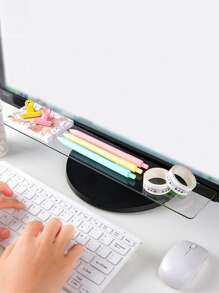 1pc/2pcs Clear Acrylic Computer Monitor Message Board, Modern Minimalist Self-Adhesive Notepad Stationery Mobile Phone Storage Sticky Memo Pad, Suitable For Back To School, Business, Study, Office