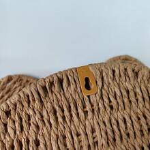 Handmade Woven Straw Rope Wall Hanging Storage Basket, Home Decor Organizer - Brown - View 8