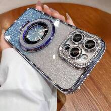 Funda de teléfono con brillo de rhinestone y soporte magnético para iPhone - Protección de Body completo, a prueba de golpes, resistente a los arañazos y diseño elegante - Compatible con iPhone 17 16E 15 14 13 12 11 X XS Max XR Pro Plus Galaxy Honor OPPO