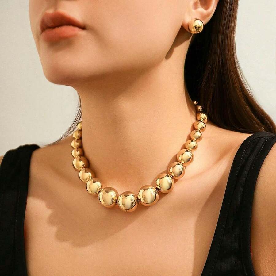 Exaggerated Ball Choker Minimalist Boho Style Winter Fashion Jewelry - CLA2404099-1 - Xem 1