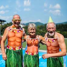 Two-Pack Unisex Hawaiian Barbecue Front Skirts, Polyester Textile Material, Fun Party Outfit For Couples, Kitchen Barbecue Baking Accessories Halloween - Multicolor - View 4