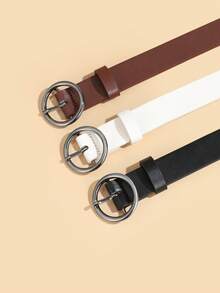 3 件装哑光黑色拉链扣装饰时尚百搭 PU 皮带，适合日常使用