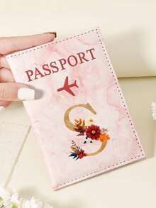 1pc A-Z 26 Letters Fashionable Letter Print Stylish Burgundy Passport Cover, Premium PU Leather Passport Wallet With Multi-Card Pockets For Credit Cards, Boarding Passes, And IDs, Compact And Portable Travel Essentials Organizer For Women, Men Graduation - Pink - View 98