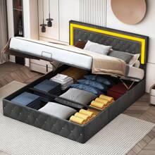 Cama con canapé 180*200 cm, cama doble con cabecero ajustable, somier, cama adulto, cama juvenil, cama, terciopelo negro