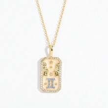 New European & American Style 12 Zodiac Necklace With Colorful Birthstones & Diamonds - Gold - View 7
