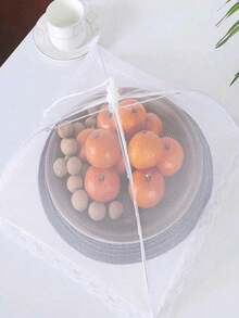 1个白色可折叠网状食物罩，防蝇蔬菜保护罩，餐桌食物帐篷，大型可折叠食物罩，防蝇厨房及户外露营网，食物罩，家用蔬菜罩，餐桌罩，可折叠蔬菜罩，遮阳篷，家用餐桌食物罩，防蝇网 - 白色 - 查看 5
