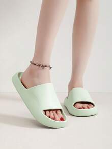 Summer Soft & Comfortable Open Toe Slippers For Indoor & Outdoor Casual Wear - Green - View 1