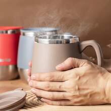 1pc 500ml Stainless Steel Mug With Lid, Outdoor Camping Gathering Novelty Highly Attractive Large Belly Cup, Office Coffee Mug, Double Walled Insulated Anti-Scald Tea Cup, Home Dormitory Insulated Water Bottle - Multicolor - View 3