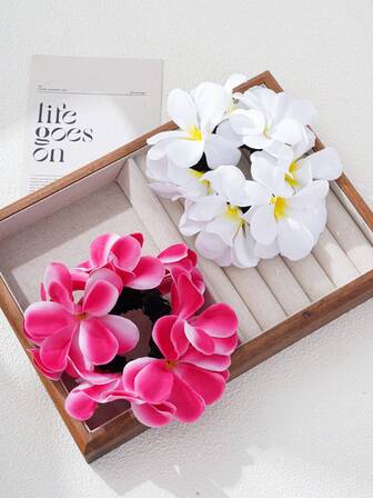 1个/2个逼真花朵发圈，波西米亚风发饰，休闲时尚发绳，适合度假、旅游、摄影，可扎发髻、马尾辫，发圈，发绳发带