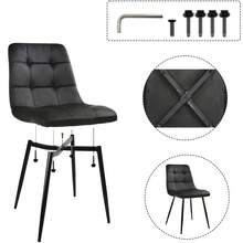 OYAJIA Set Of 4 Suede Kitchen Chairs With Metal Legs For Living Room Dining Room, Black - Black - View 11