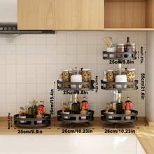 Especiero giratorio, plato giratorio Lazy Susan de varias capas, gira 360 grados, estantes ajustables, doble capa y un diseño giratorio que lo convierten en el especiero perfecto - Negro - Ver 4