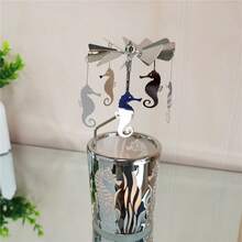 Custom Stainless Steel Metal Spinning Carousel Windmills Seahorse Rotary Candle Holder For Gifts
