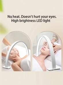 LED 1pc White/Pink Half Moon Nail Table Lamp, 14.1 Inch / 20.4 Inch Size Fill Light, Linear Monochrome Dimming, For Nail, Dresser, Reading Night Lights