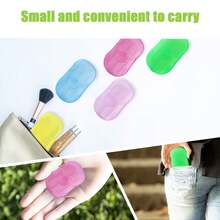 50 jabones portátiles con aroma a lavanda. Incluye jabonera de plástico a prueba de fugas. Ideal para el hogar, el baño, exteriores, camping, senderismo, vacaciones, gimnasio, ducha y viajes de negocios. - Morado - Ver 4