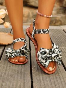 1 Pair Summer Teenage Girl Casual Outdoor Vacation Bow Decor Flat Sandals - Multicolor - View 7