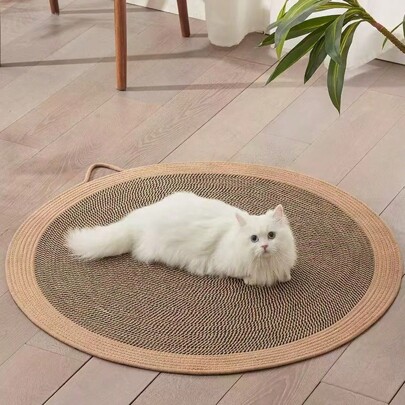 1pc Non-Shedding Cotton Rope Woven Cat Scratching Pad, For Cats To Scratch And Lounge