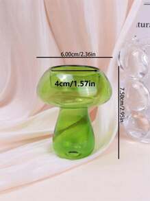 1pc Glass Mushroom Shaped Candle Holder, Green, Transparent, Coffee Color, Mushroom Style Candle Holder, Restaurant Decor (Candle Not Included)