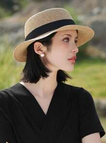 1pc High-Quality Women Casual Straw Hat, Autumn Fashion Sun Visor Hat For Outdoor, Suitable For Daily, Travel, Shopping