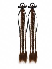 2 件装女童假发辫子发饰儿童女孩古典传统儿童鱼骨辫马尾辫头饰