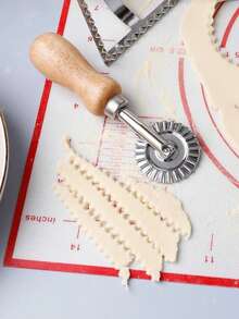 1 Set: Dough Cutter (Wooden Handle), Pasta Roller, Pizza Cutter, Pie Dough Crimper With Ravioli Wheel, Multi-Functional Kitchen Tools - Zinc Alloy Pasta & Pizza Knives, Premium Wooden Handle Cake Mold And Press, Baking Tools, Cookie Cutter And Dough Roller, Zinc Alloy Pastry Knife And Dough Scraper - Multicolor - View 8