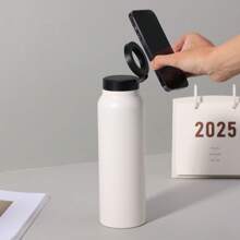 750ml Magnetic Phone Holder Vacuum Tumbler With Straw | 304 Stainless Steel Insulated Water Bottle 24H Cold/12H Hot | 4 Colors Leakproof Cup For Gym, Travel, Outdoor | Universal Mount For Phone/IPad, Selfie Vlog, Dishwasher Safe