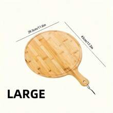 Plato de pizza de bambú con mango, tabla de pizza premium, bandeja de pizza natural/tabla de cortar de bambú, perfecta para pizza casera, cortar frutas y verduras, pan, queso y como bandeja de servir, accesorio de cocina y comedor con estilo, herramienta de cocina de repostería esencial