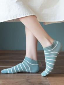 5 Pairs Women's Solid Color Ankle Socks, Summer Boat Socks, Plaid Design