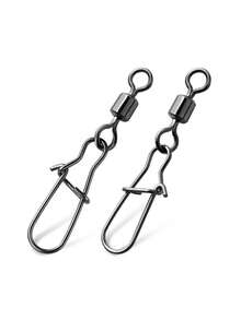 50pcs,Stainless Steel Fishing Connector Pin 1# 2# 3# 4#5# 6# 7# 8#10#12#14# Bearing Rolling Swivel With Snap Fishhook Lure Accessories,A Set Of 50,Without Box - Multicolor - View 2