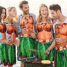 Two-Pack Unisex Hawaiian Barbecue Front Skirts, Polyester Textile Material, Fun Party Outfit For Couples, Kitchen Barbecue Baking Accessories Halloween - Multicolor - View 1