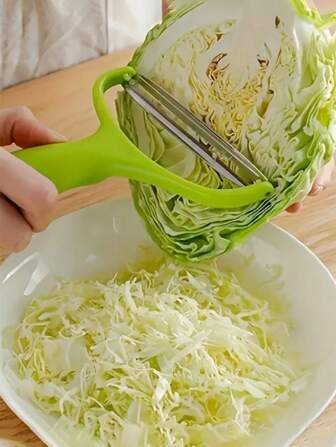 1pc Stainless Steel Multi-Purpose Cabbage Cutter And Stringer Multi-Purpose Wide Mouth Vegetable Cutter, ABS Vegetable Shredder And Peeler, Thanksgiving Kitchen Must-Have, Manual Operation, Suitable For Kitchen, Outdoors