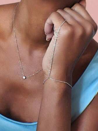 1pc Personalized Minimalist Beaded Satellite Chain Adjustable Non-Fading Finger Chain Bracelet, Elegant Everyday Jewelry For Women