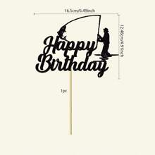 1 Packung "Gone Fishing"-Kuchendekoration "Happy Birthday", Fischer-Kuchenaufsatz, Fischer-Themen-Dekoration für Gone Fishing-Party-Zubehör, Dekoration, Weihnachten