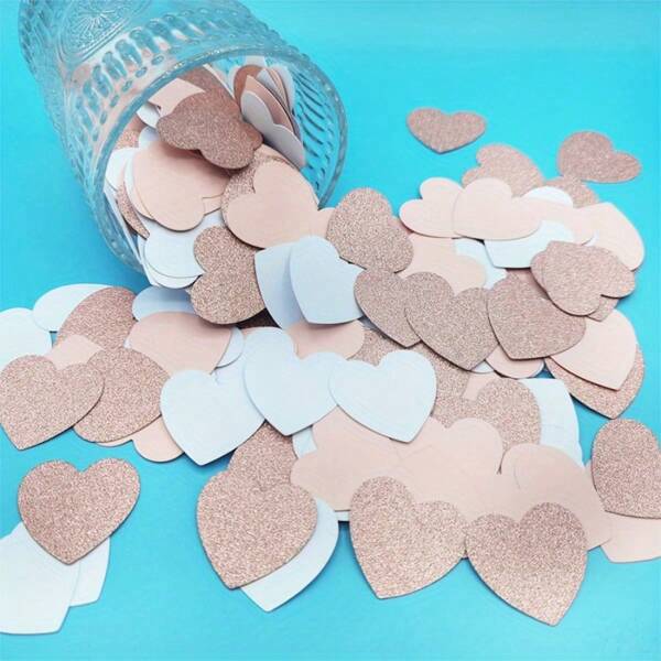 100 piezas de confeti de papel en forma de corazón para decoración de mesas de fiesta para bodas/cumpleaños, Navidad