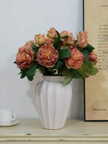 1 pièce Bouquet de fleurs artificielles de style vintage, pivoines, roses. Décoration de maison, fleurs factices - multicolore - Voir 7