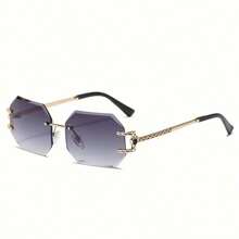 Stylish Oversized Gradient Fashion Sunglasses For Women Polygonal Frameless Fashion Sunglasses For Summer Beach Vacation,Outdoor,Travel