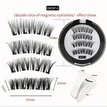 1 对磁性睫毛自然外观，1 对可重复使用的磁性睫毛带涂抹器，无需胶水磁性睫毛磁性睫毛套装，易于佩戴和取下假睫毛，睫毛，睫毛，假睫毛 - 自然纖長款 - 查看 8