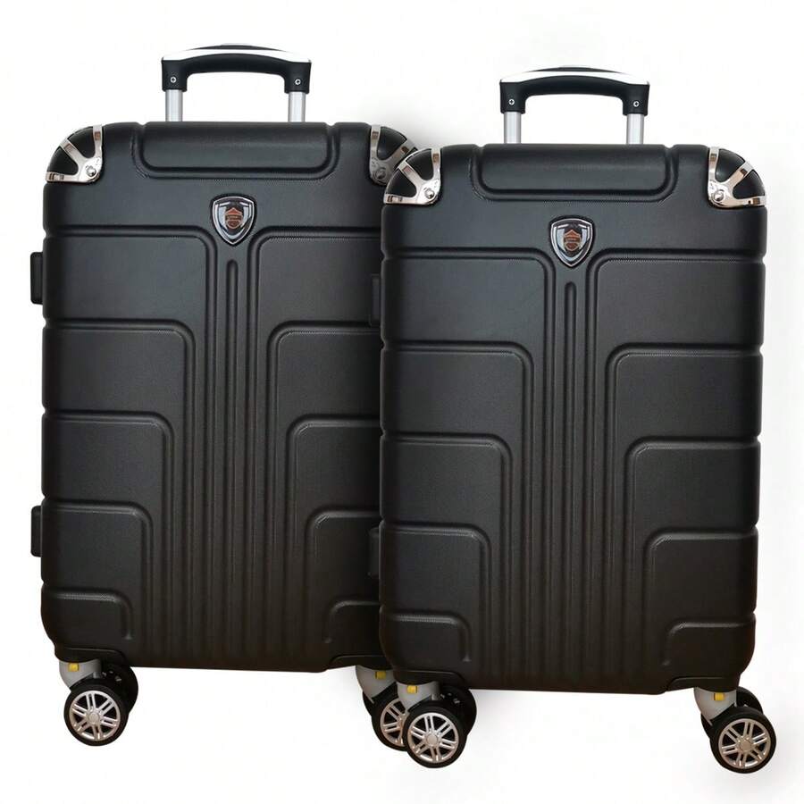 Kit Maletas Viaje Avión Carry on 2pz 10kilos Con Candado De Seguridad Ruedas 360 Set 20+20 Pulgadas Cabina - Negro - Ver 1