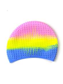 1pc Durable Silicone Swim Cap For Adults And Teens - Protects Long Hair And Provides High Elasticity Waterproof Comfort Unisex Swim Cap, Swimming Pool Equipment - Multicolor - View 9