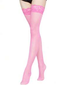 1 Pair, Sexy Woman Red Stockings, Lace Lace Thigh High Stockings, Black Knee High Stockings, Women's Hosiery, Knee High Stockings, Suitable For Daily, Dating, Party, Christmas, Halloween, Valentine's Day, Gifts For Women Girl's Items