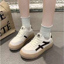 Women's Classic Sneakers White Spring/Autumn High-End Sporty Casual Platform Shoes, Retro Versatile - Brown - View 4