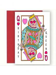 Personalized Stylish Birthday Cards, Queen Of Hearts Birthday Cards With Envelopes, Unique Birthday Cards For Best Friend, Mother, Girlfriend, Daughter, Unusual Things, Cute Aesthetic Items (12cm/4.7in*17cm/6.7in)