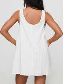 Women's Sexy Sleeveless Tie Front Lace Trim Boho Beach Dress Casual V Neck A Line Party Mini Dress - White - View 4